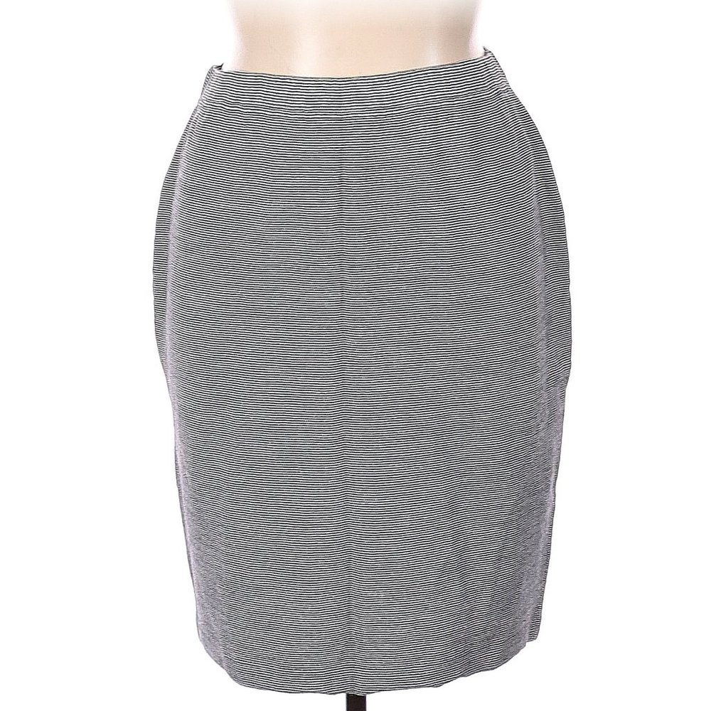 St. John Collection Gray and Black Striped Pencil Skirt, 16